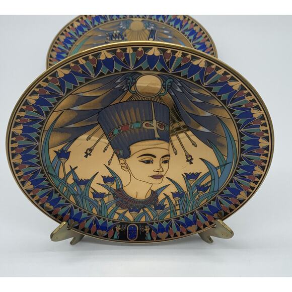 Vintage Gloria Fine Porcelain Bayreuth Dull Gold 24Kt Konig Tutenchamum Plates 3 - Picture 2 of 9